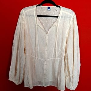 Cream eyelet long sleeved blouse from Old Navy